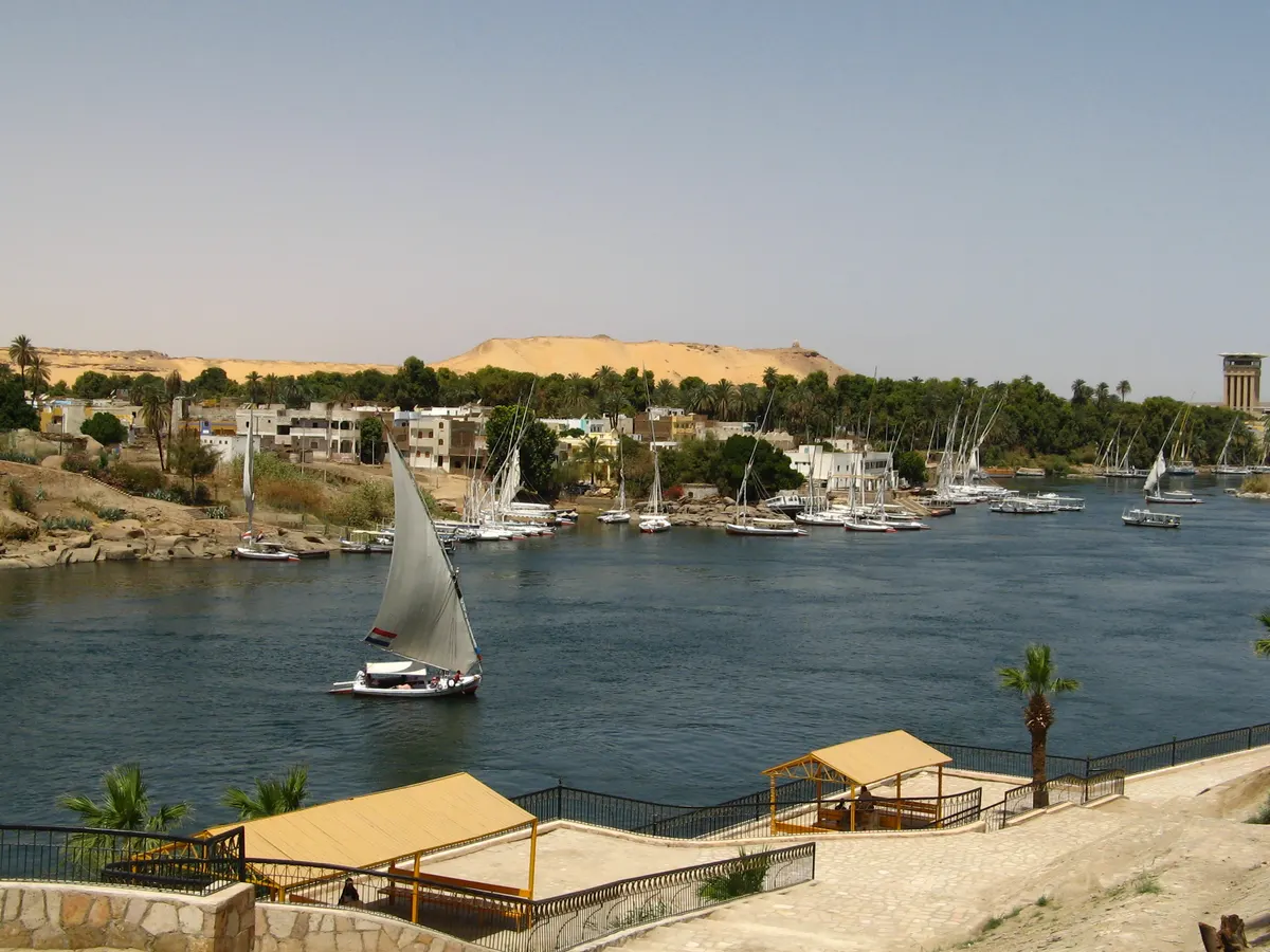 Le Nil à Assouan vu d’une terrasse